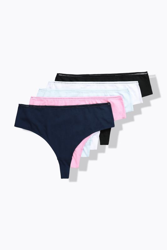 Lot de 5 strings, petit liseré fantaisie