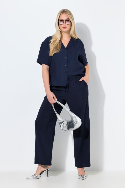 Pantalon à enfiler Mary, taille élastique, jambe droite et large