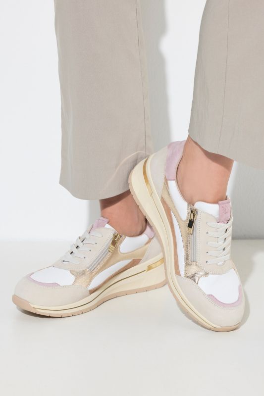 Sneakers en cuir Caprice, fermeture zippée, semelle de propreté amovible - largeur H