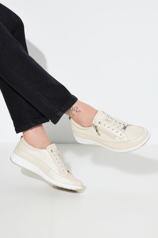 Sneakers en cuir Caprice, fermeture zippée, semelle de propreté amovible - largeur K