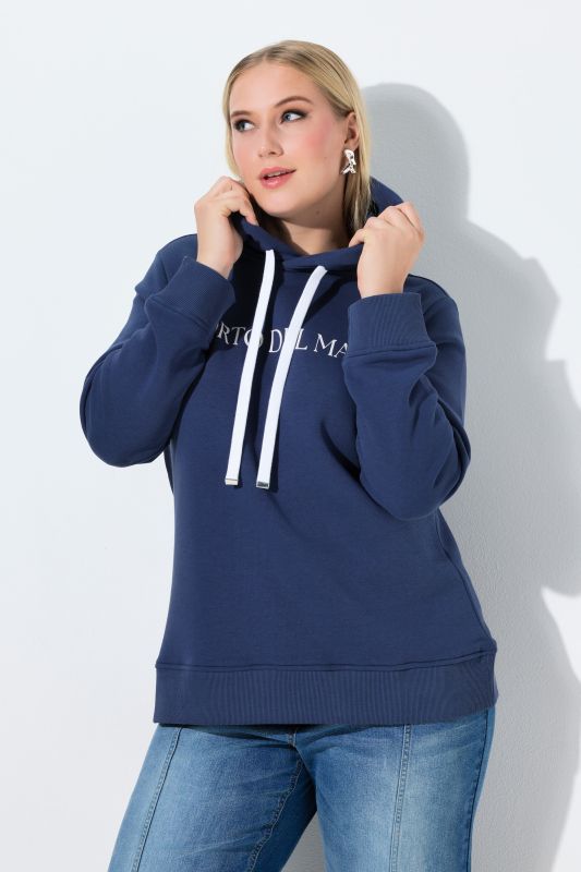 Sweat-shirt à capuche, inscription et manches longues, coupe Classic Fit