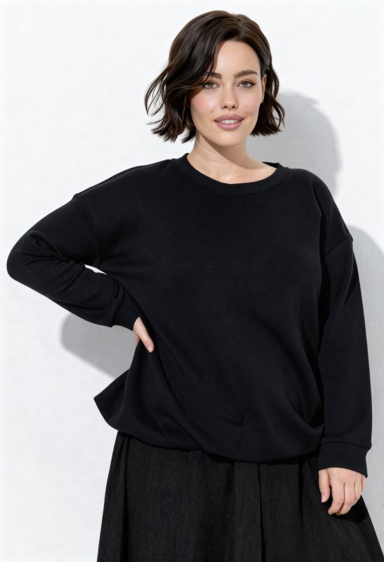 Sweat-shirt court, coupe Boxy Fit, col rond et manches longues