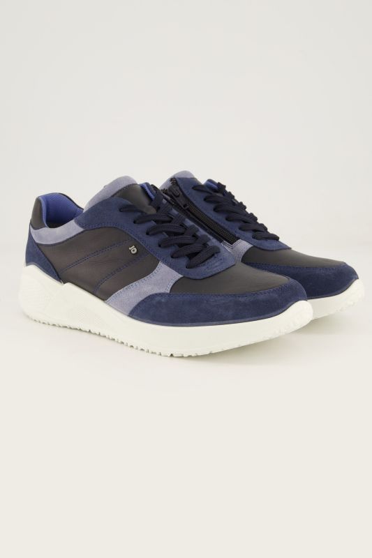 Sneakers en cuir Jomos, semelle Air-Comfort, bandes sportives et fermeture zippée - largeur K