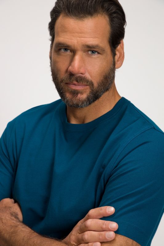 T-shirt Basic en coton peigné, col rond - jusqu'au 8 XL