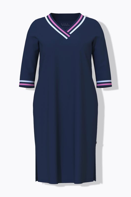 Chemise de nuit avec bordure fantaisie – col en V et manches 3/4