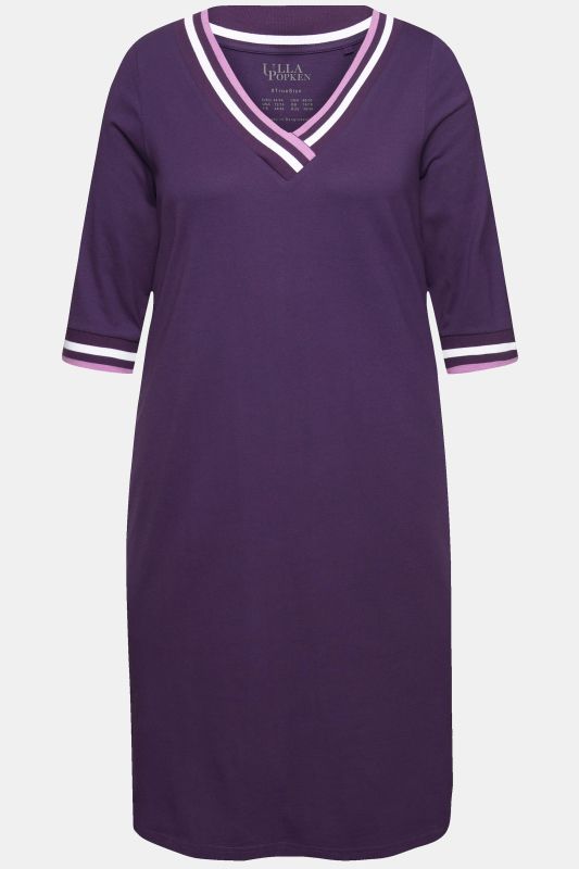 Chemise de nuit avec bordure fantaisie – col en V et manches 3/4