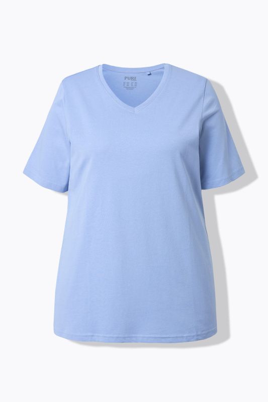 T-shirts en coton bio. Col en V et manches courtes. Lot de 2