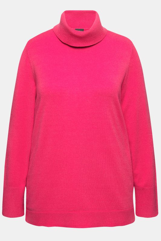 Pull à col roulé, manches longues avec larges bords-côtes