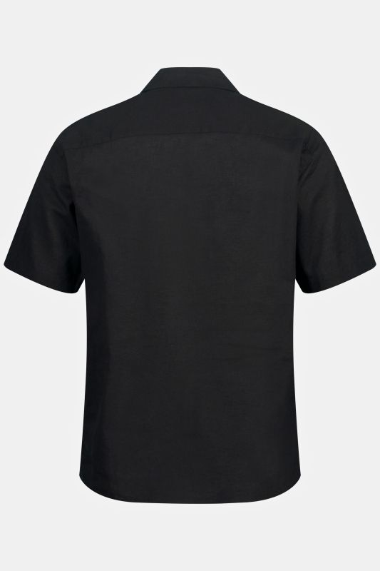 Chemise en lin mélangé, manches courtes et col cubain, coupe Modern Fit