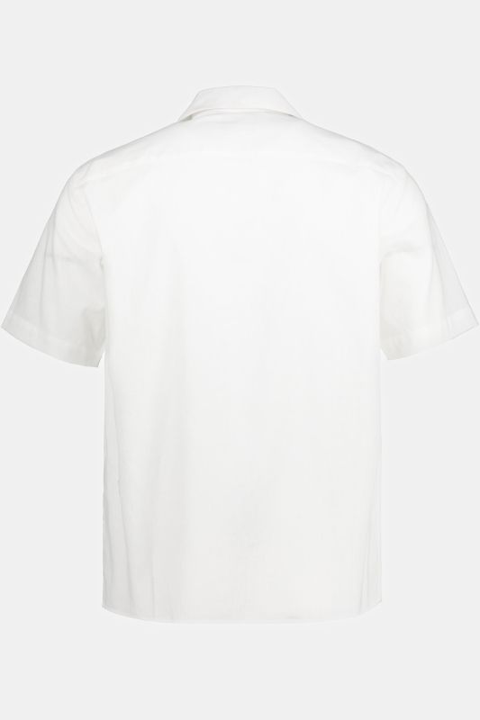 Chemise en lin mélangé, manches courtes et col cubain, coupe Modern Fit