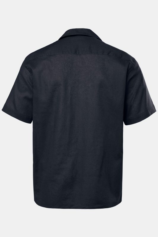 Chemise en lin mélangé, manches courtes et col cubain, coupe Modern Fit