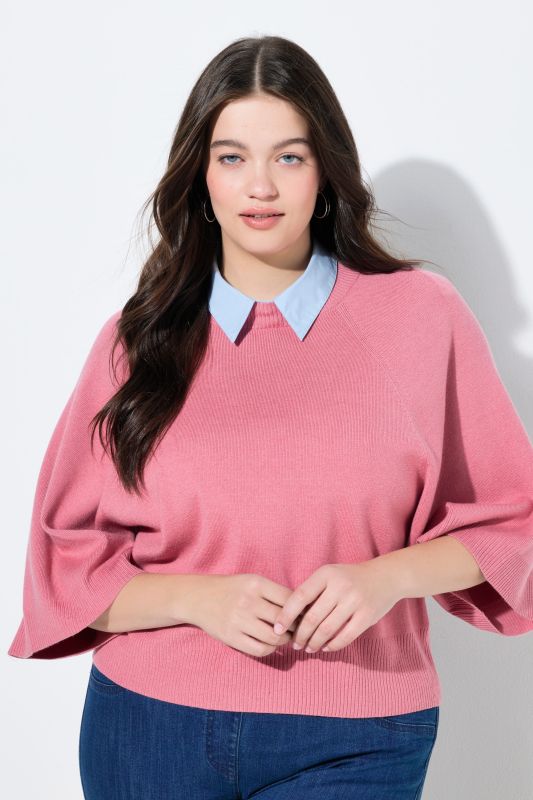 Faux col chemisier, patte de boutonnage, à porter en dessous d'un haut