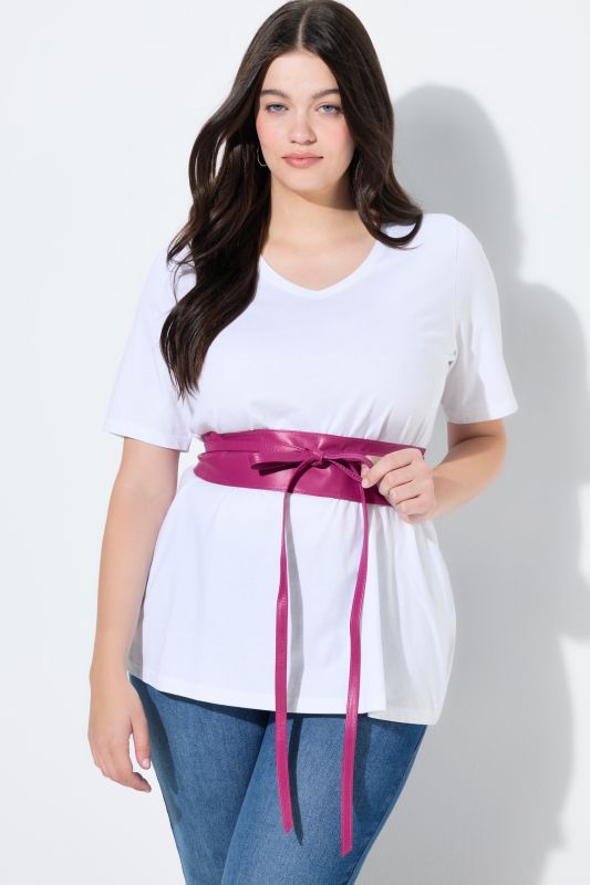 Ceinture en cuir à nouer. Longs rubans