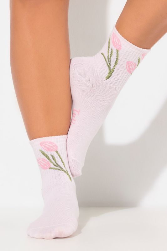 Chaussettes à fleurs avec tige côtelée douce