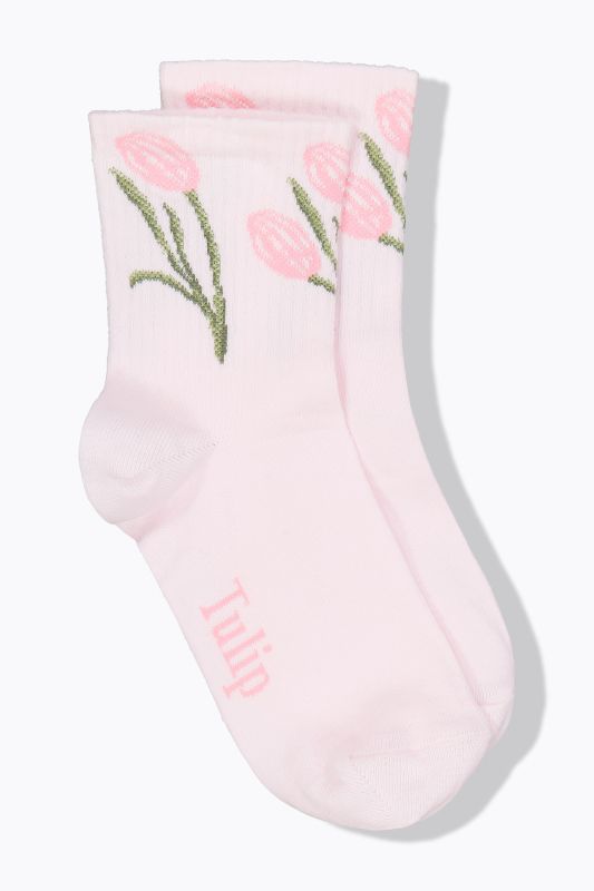 Chaussettes à fleurs avec tige côtelée douce