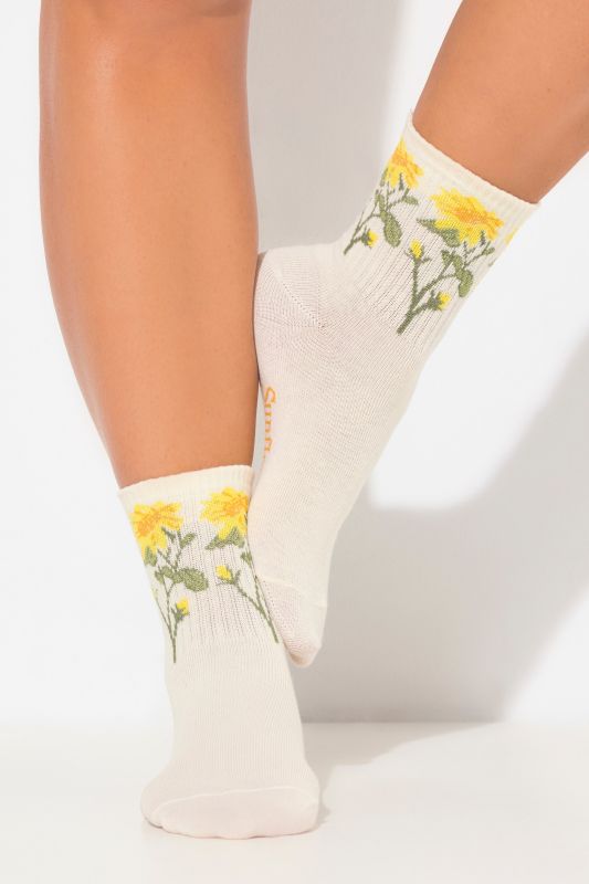 Chaussettes à fleurs avec tige côtelée douce