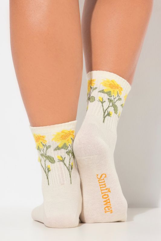 Chaussettes à fleurs avec tige côtelée douce