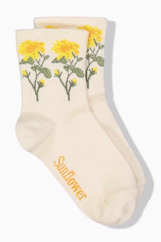Chaussettes à fleurs avec tige côtelée douce