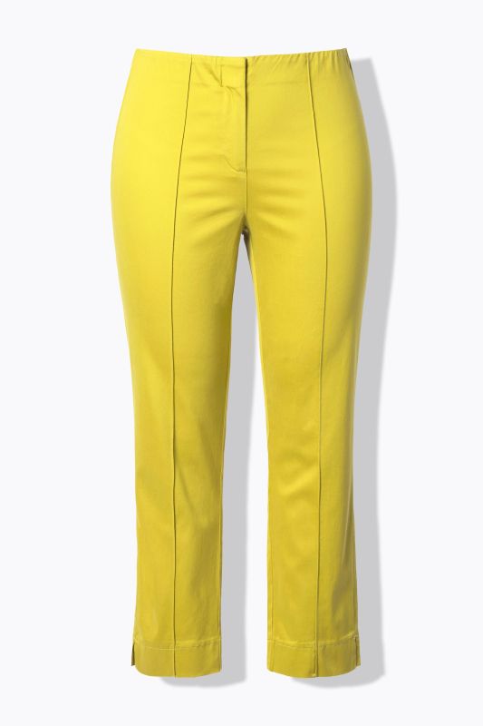 Pantalon, jambe slim. Taille élastique. Plis fantaisie. Petites fentes aux chevilles