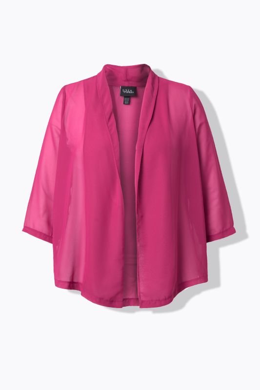 Veste en mousseline, oversize. Col châle, manches 3/4