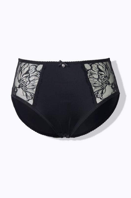 Culotte midi en microfibre, dentelle sur les côtés