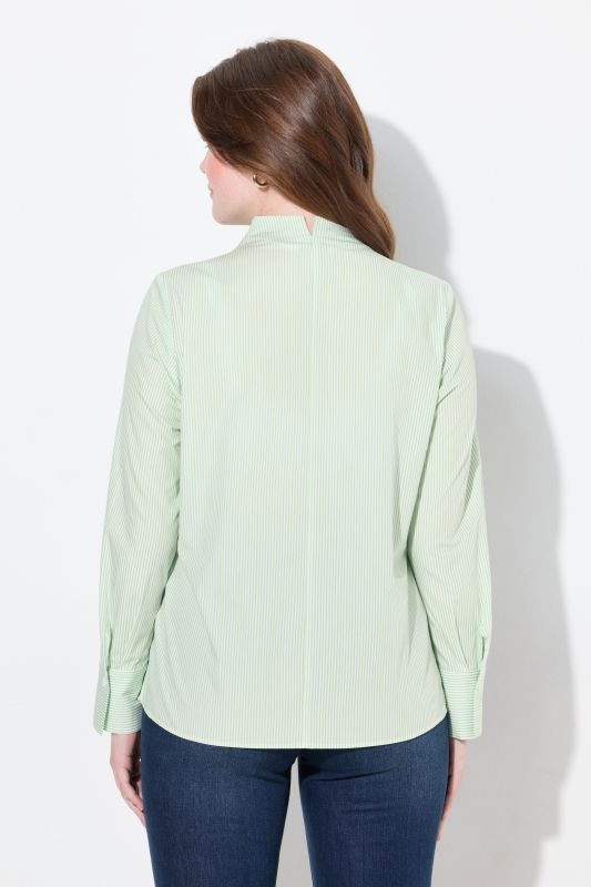 Chemisier rayé, col calice, manches longues