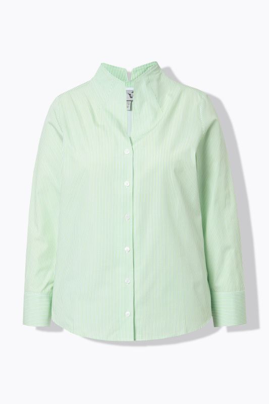 Chemisier rayé, col calice, manches longues