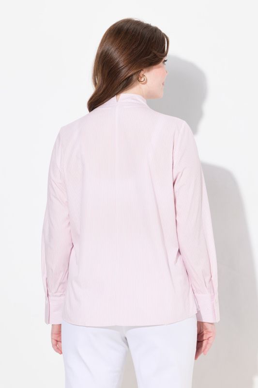 Chemisier rayé, col calice, manches longues