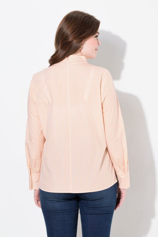 Chemisier rayé, col calice, manches longues