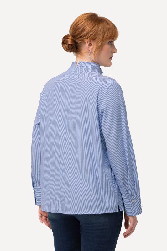 Chemisier rayé, col calice, manches longues