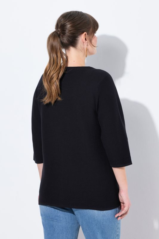 Cardigan en coton bio, encolure en V et manches 3/4