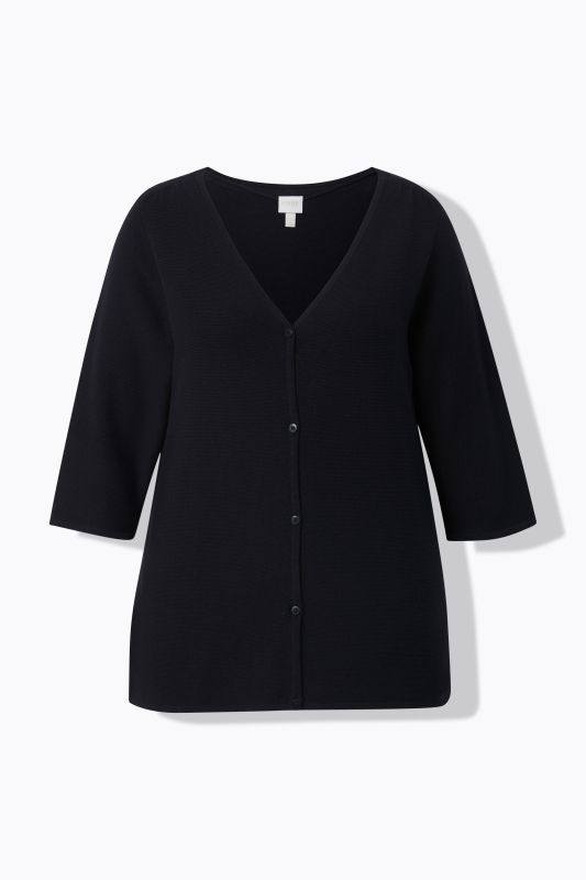 Cardigan en coton bio, encolure en V et manches 3/4