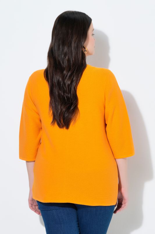 Cardigan en coton bio, encolure en V et manches 3/4