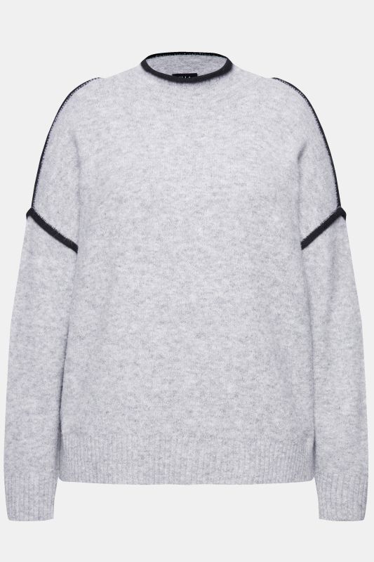 Pull rayé oversize, col montant et manches longues