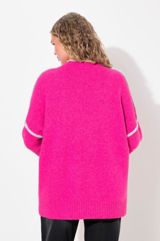 Pull rayé oversize, col montant et manches longues