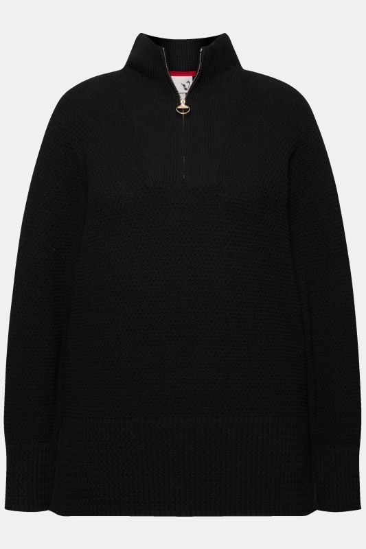 Pull camionneur en maille, col montant, manches longues et fermeture zippée