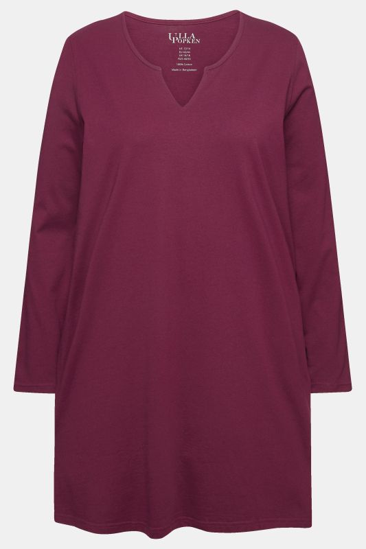 T-shirt long, col tunisien et manches longues, coupe évasée