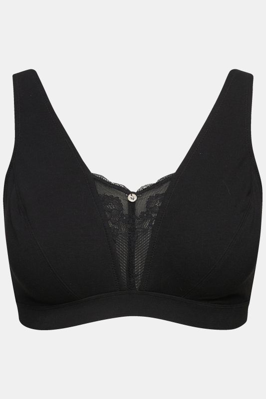 Bralette, sans armature. Empiècement en dentelle - bonnet C-E