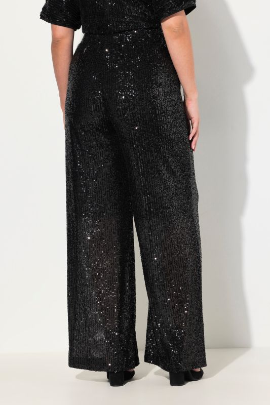 Pantalon à sequins. Taille élastique et jambe large