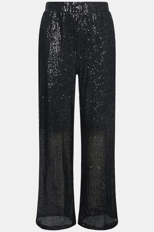 Pantalon à sequins. Taille élastique et jambe large