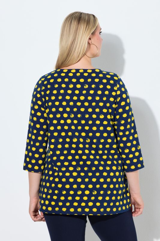 T-shirt à pois, col rond et manches 3/4, collection Classic