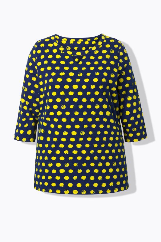 T-shirt à pois, col rond et manches 3/4, collection Classic