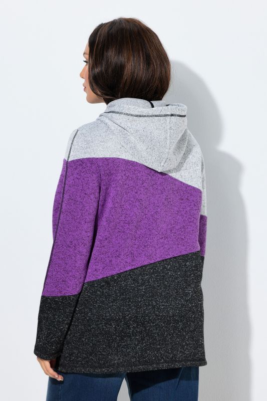 Veste en maille polaire, capuche et fermeture zippée, esprit « colour block »