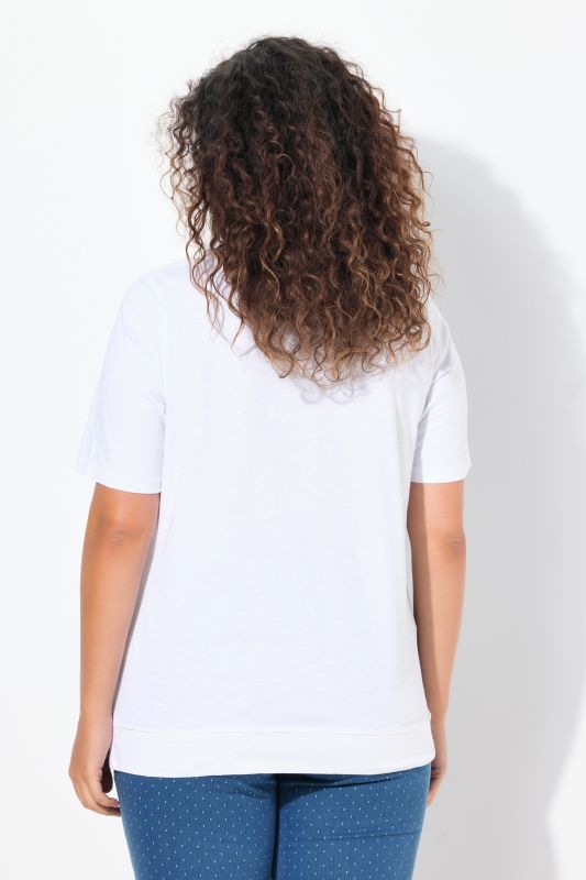 T-shirt imprimé étoiles de mer, bords francs, col en V et manches courtes