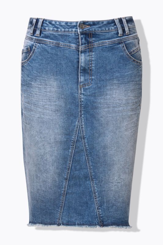 Jupe en jean, 5 poches. Passants pour ceinture