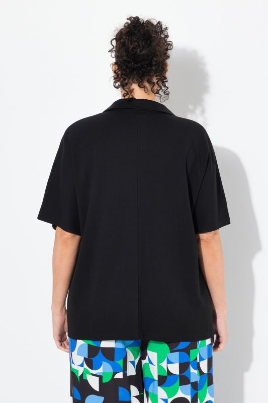 Sweat-shirt oversize à manches courtes, col chemise