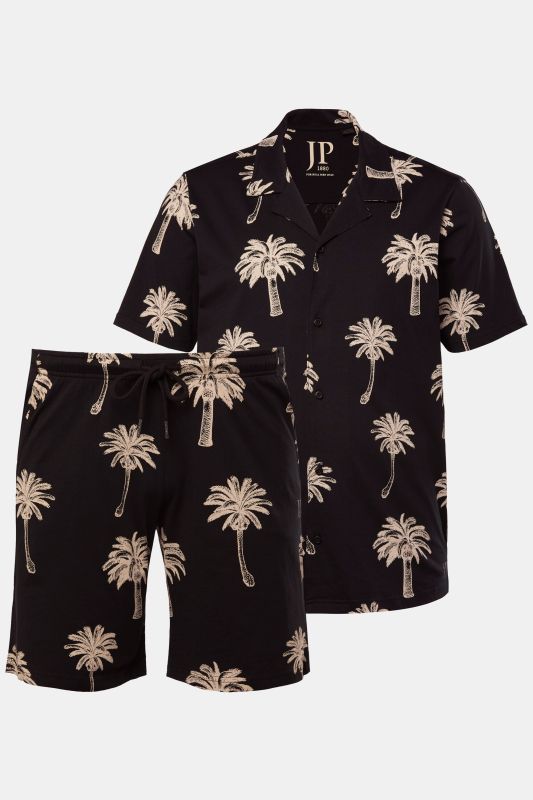 Pyjama JP 1880, collection Homewear, 2 pièces (T-shirt col cubain + bermuda), imprimé all-over - jusqu'au 8 XL