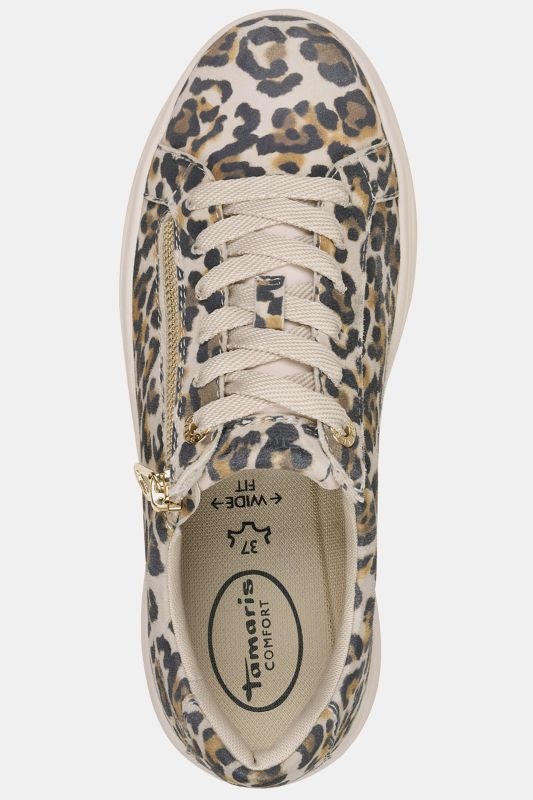 Sneakers plateau Tamaris Comfort en cuir, fermeture zippée et largeur confortable