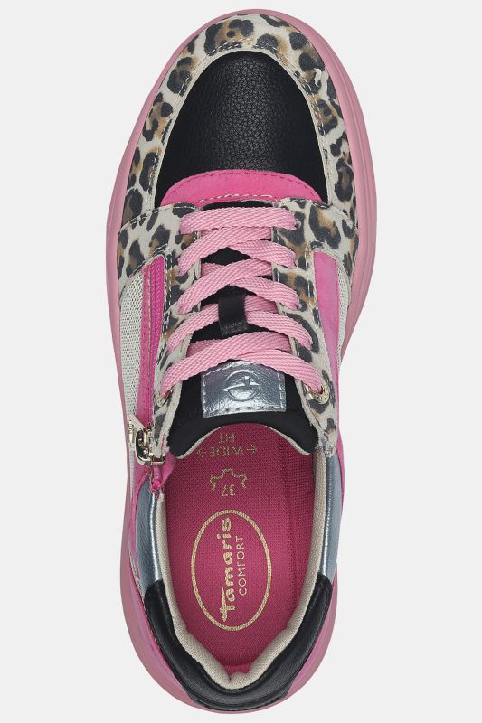 Sneakers plateau Tamaris Comfort en cuir, fermeture zippée et largeur confortable