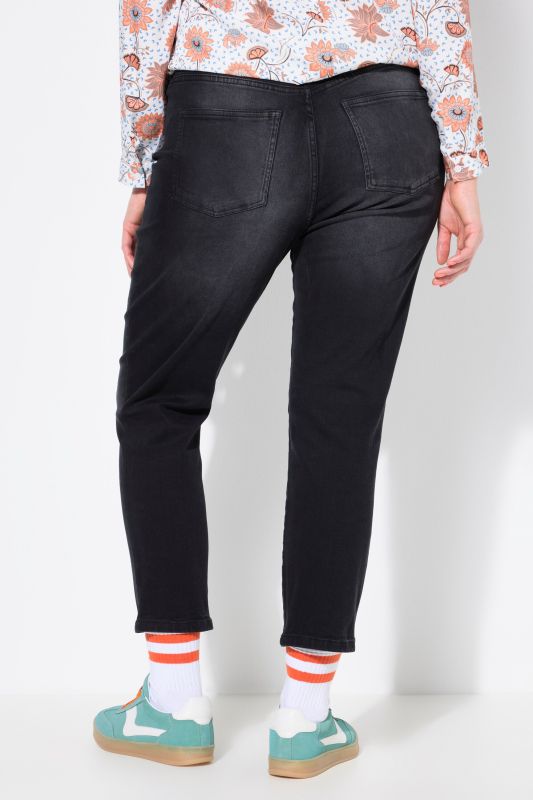 Jean Mom 5 poches, coupe Wide Legs, denim noir
